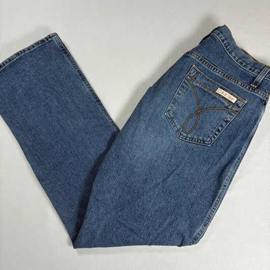 Calvin Klein Womens Jeans Sz 10 Blue Y2K 90s High Rise Straight Denim Vintage