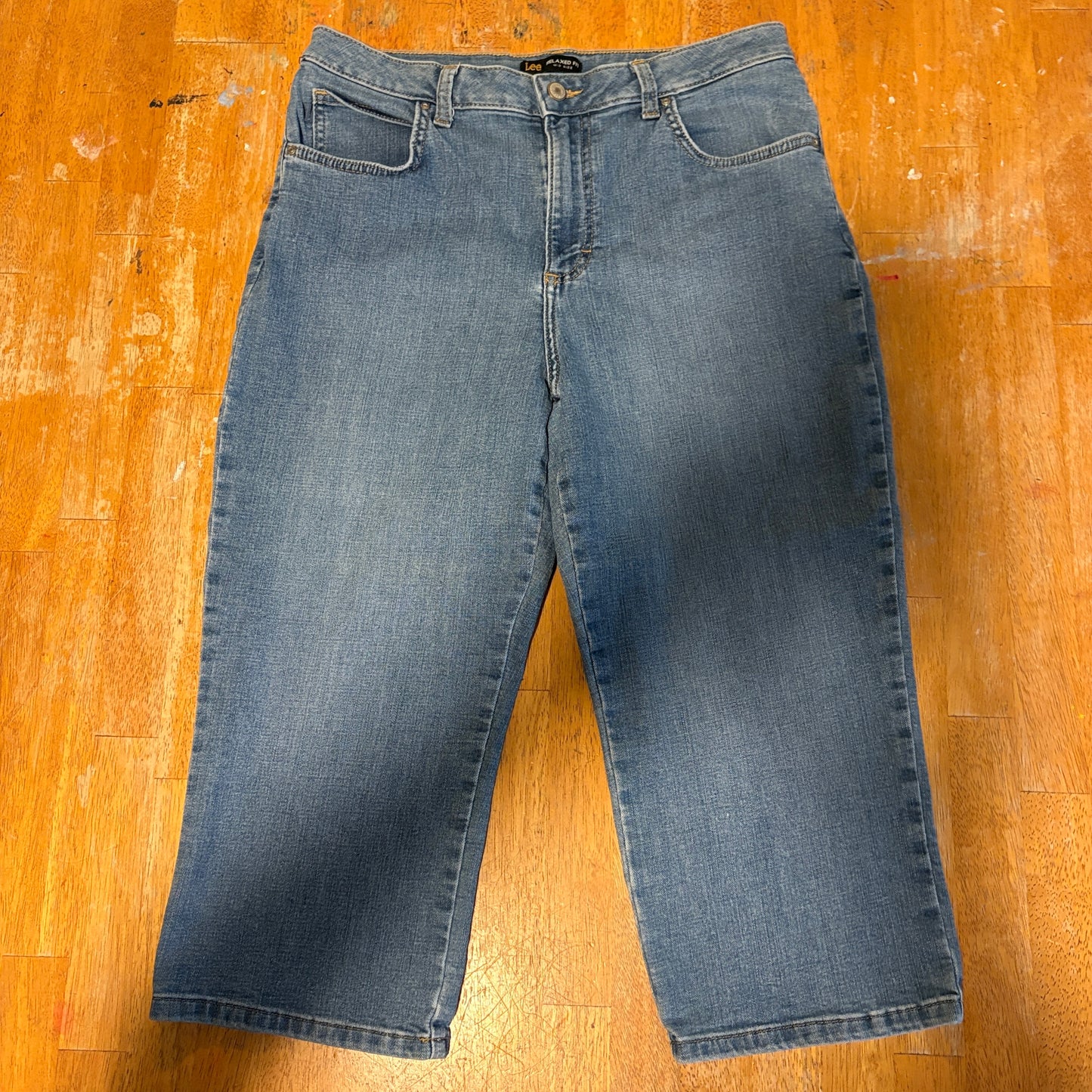Relaxed Fit Jeans Womens Lee Mid Rise Tag Size Fits Like 31X19 Light Wash Denim