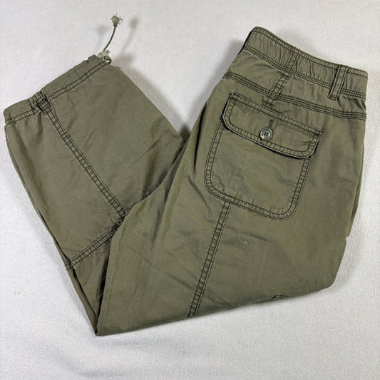St Johns Bay Womens Cargo Pants 8 Green Utility Drawstring Hem Y2K Grunge