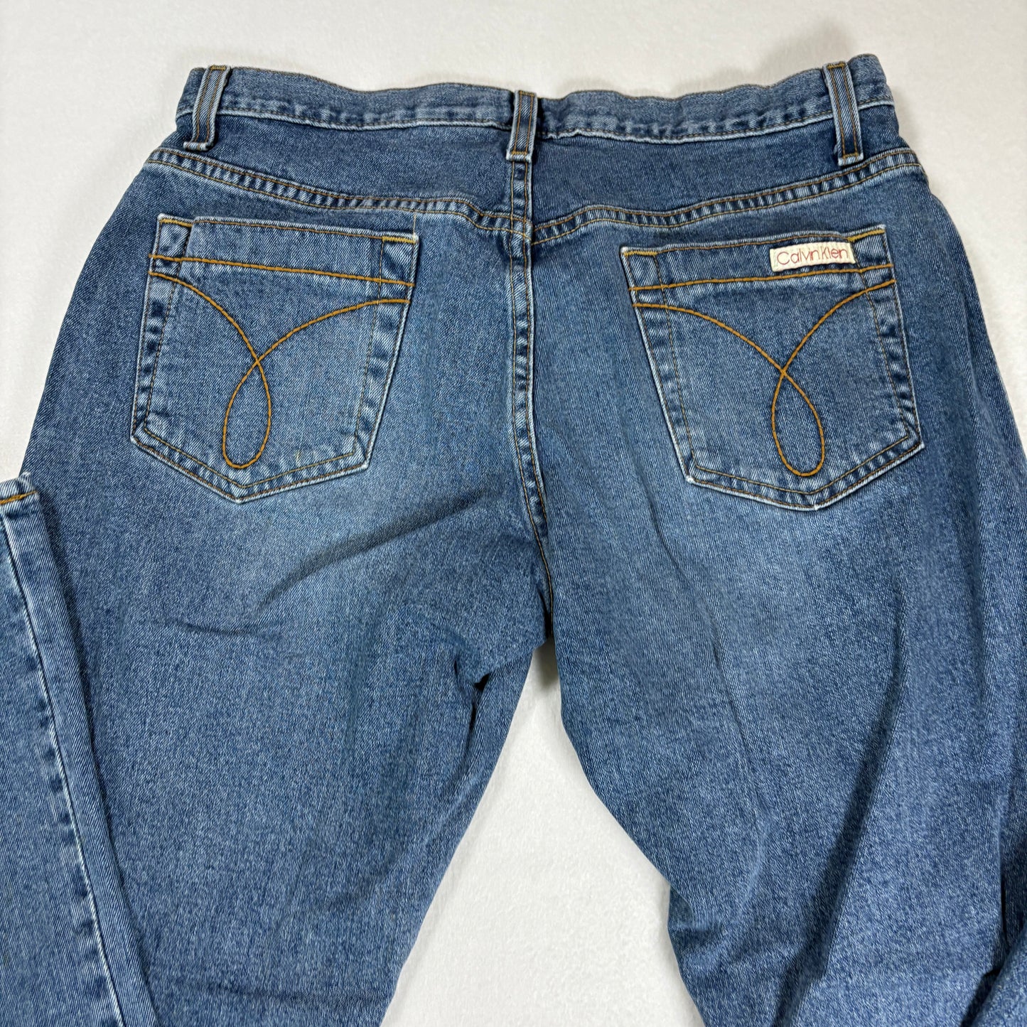 Calvin Klein Womens Jeans Sz 10 Blue Y2K 90s High Rise Straight Denim Vintage