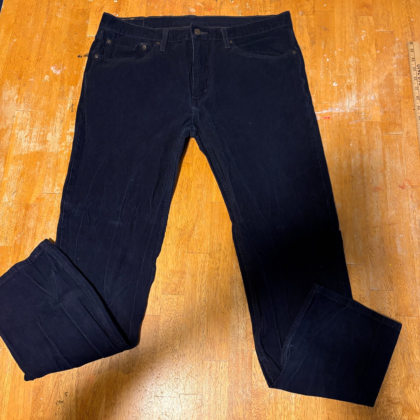 Levis 502 Taper Corduroy Pants Mens 36x34 Fits Like 36X31 Navy Straight Leg