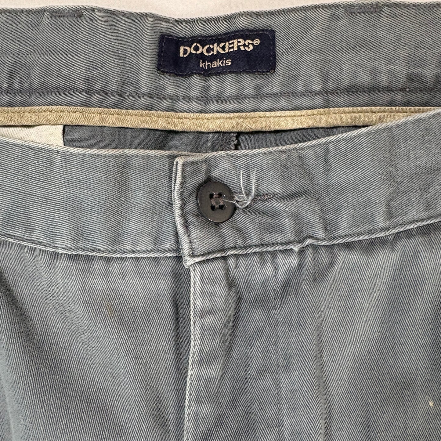 Dockers Mens Khakis Pants 36x34 Gray Classic Fit 100% Cotton Chino