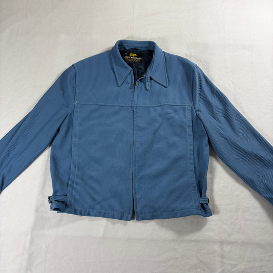 Jack Nicklaus Mens 45 Blue Weatherknit Zip Jacket Ribbed Lined Golf Casual