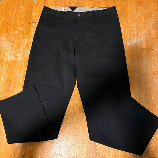 Volcom Chino Pants Mens 36 Fits Like 36X31 Black Skate Streetwear Casual Flat