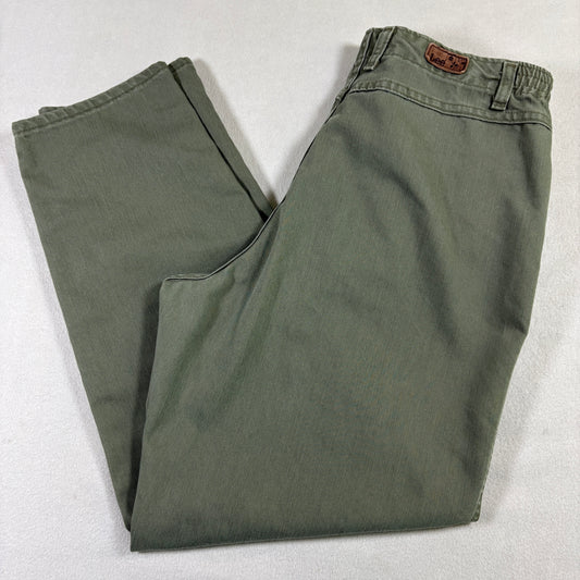 Lee Womens Pants 16 Green Side Elastic Waist Relaxed Fit Casual Y2K Utility