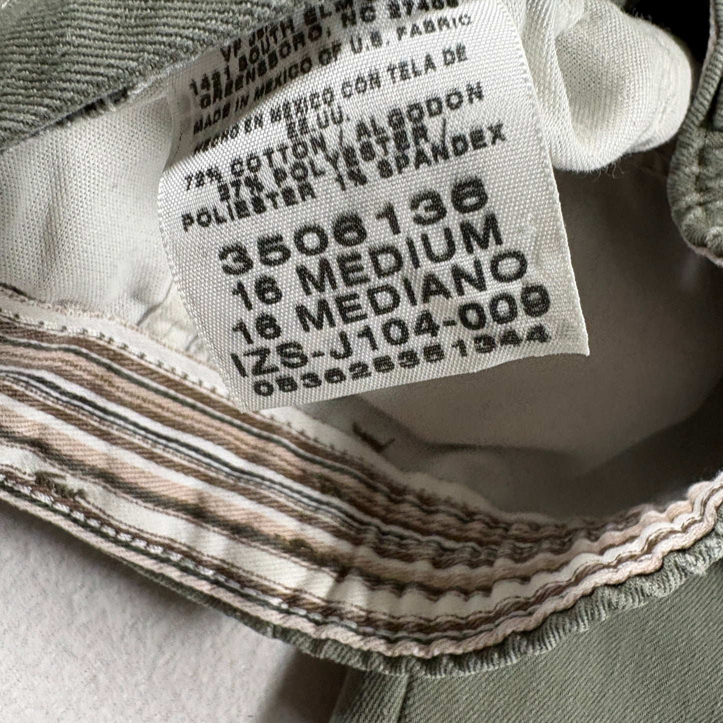 Lee Womens Pants 16 Green Side Elastic Waist Relaxed Fit Casual Y2K Utility