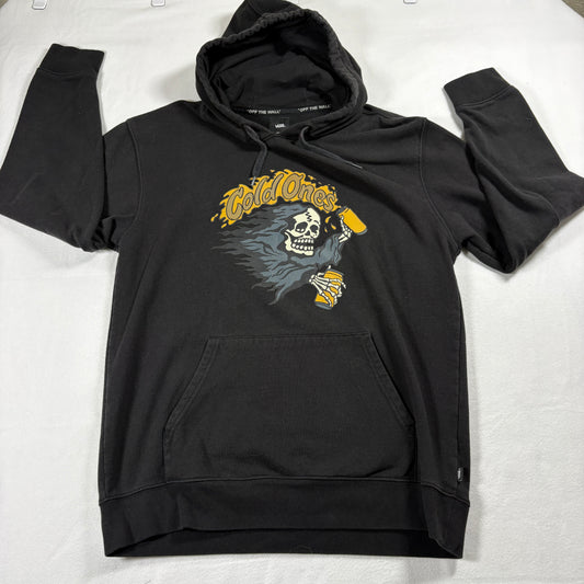 Vans Mens Hoodie Large Black Graphic Skull Cold Ones Vintage Y2K Skate Street