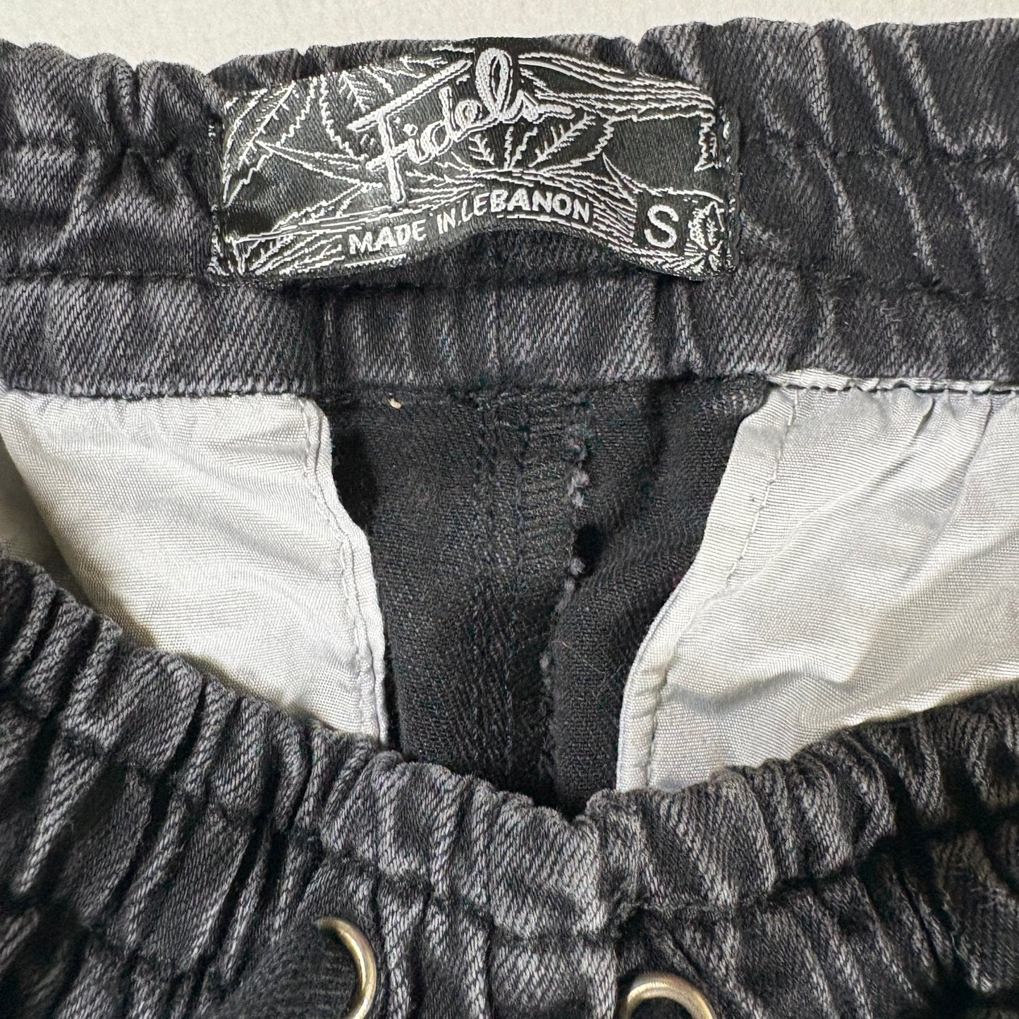 NWT Fidels Mens Cargo Jeans Sz S Black Baggy Streetwear Y2K 90s Grunge Denim