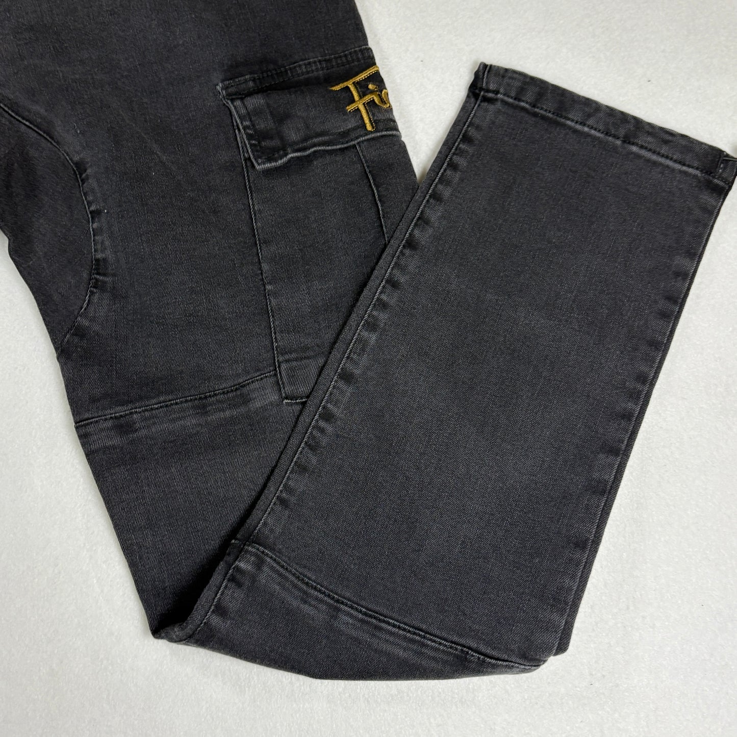 NWT Fidels Mens Cargo Jeans Sz S Black Baggy Streetwear Y2K 90s Grunge Denim