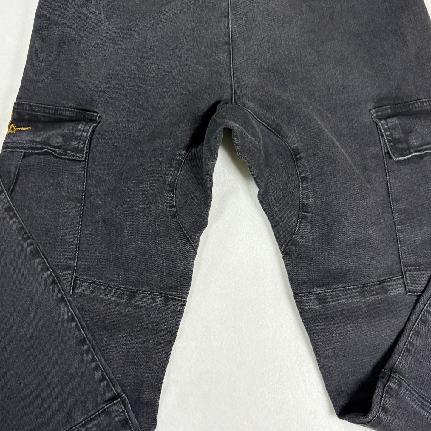 NWT Fidels Mens Cargo Jeans Sz S Black Baggy Streetwear Y2K 90s Grunge Denim