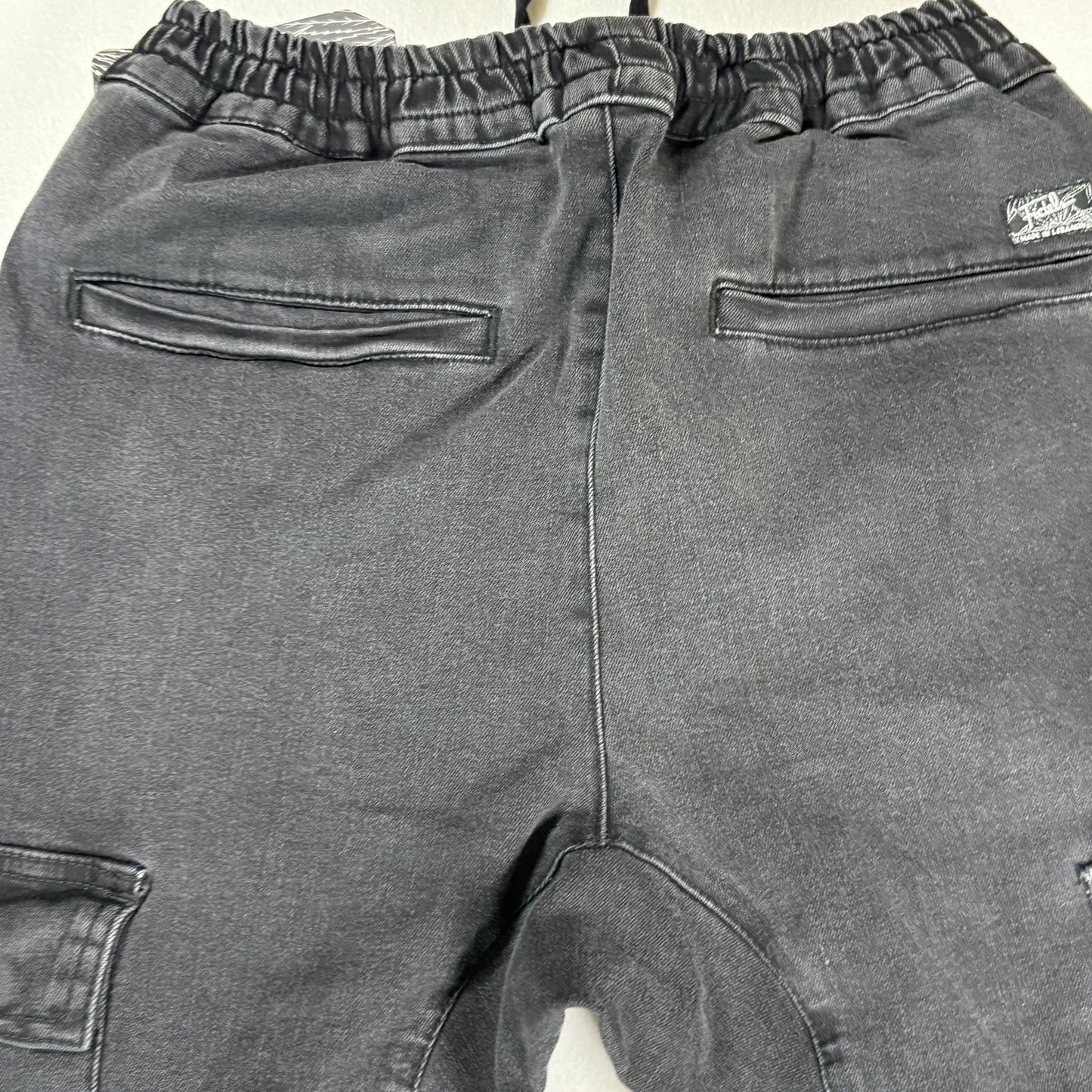 NWT Fidels Mens Cargo Jeans Sz S Black Baggy Streetwear Y2K 90s Grunge Denim