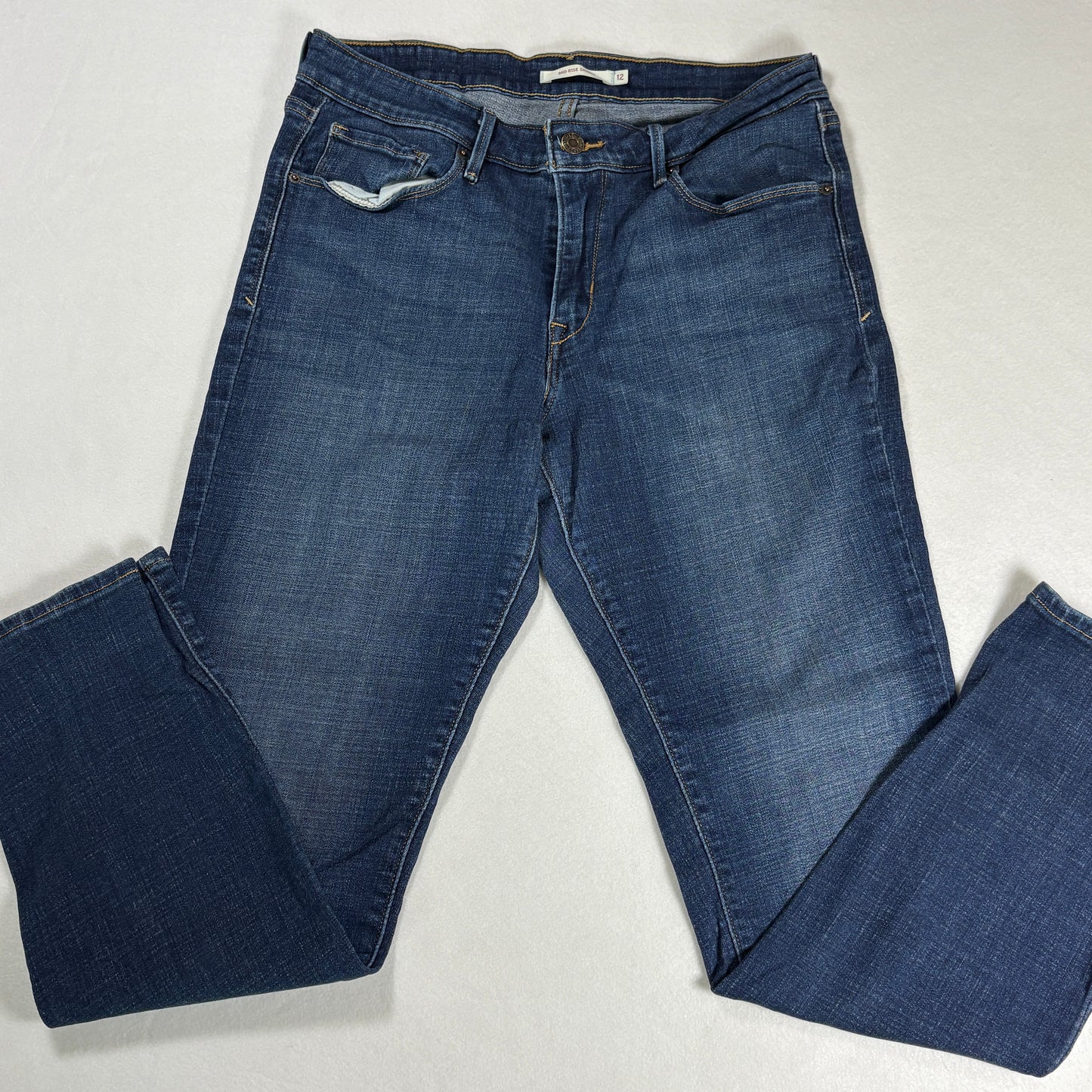 Levis Womens Jeans Sz 12 Blue Mid Rise Skinny Stretch Denim Y2K 90s Vintage Look