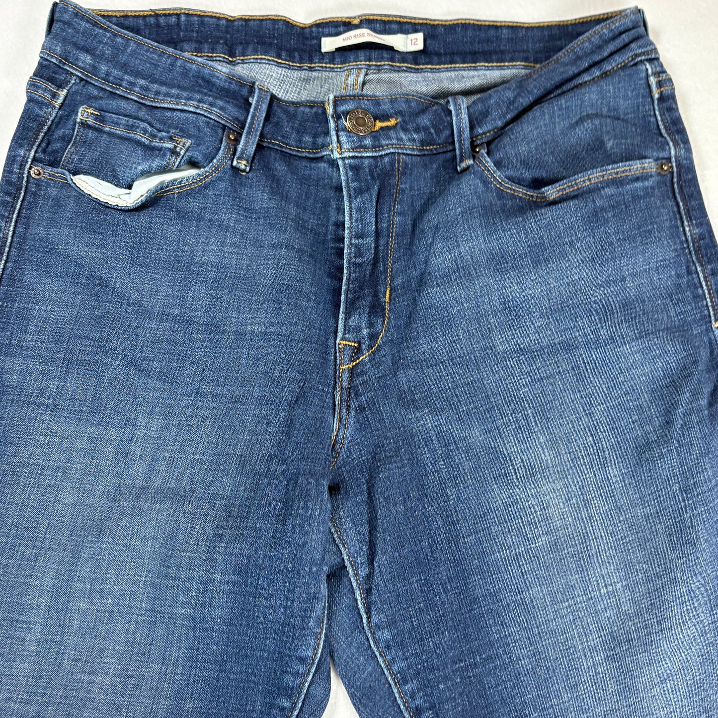 Levis Womens Jeans Sz 12 Blue Mid Rise Skinny Stretch Denim Y2K 90s Vintage Look