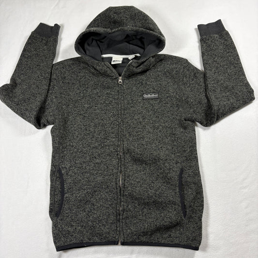 Quiksilver Mens Hoodie Large Gray Full Zip Fleece Lined Sweatshirt Surf Skater