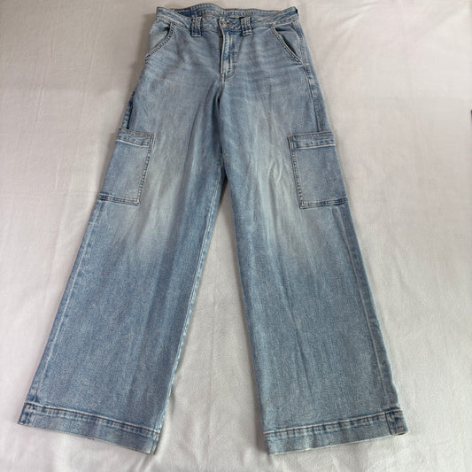 Wide Leg Cargo Jeans Y2K Streetwear American Eagle  31X32  Light Wash