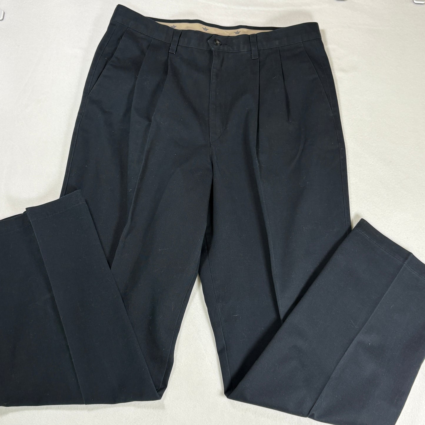 Dockers Mens Pants W36 L34 Black Pleated Twill Classic Fit Made USA Vintage