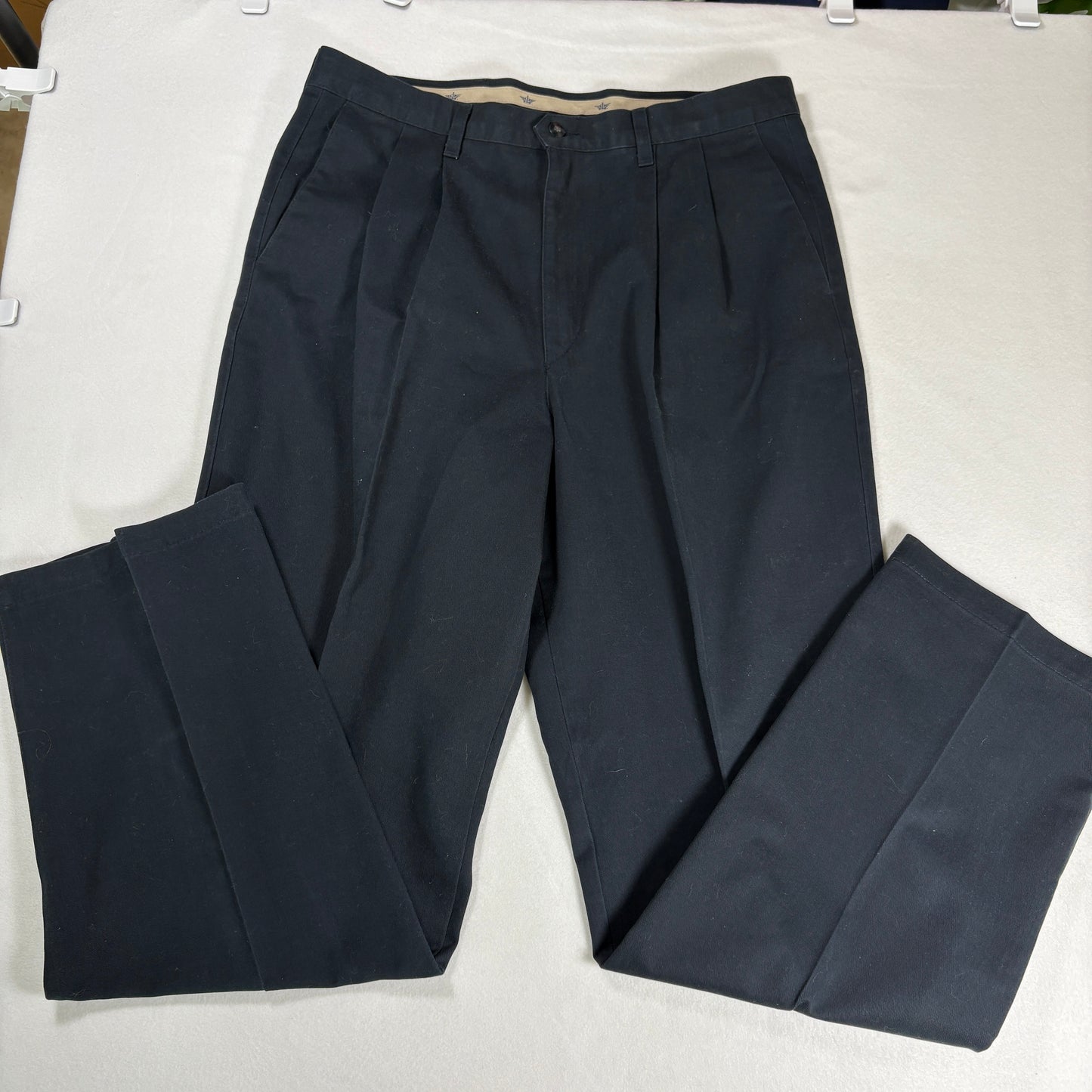 Dockers Mens Pants W36 L34 Black Pleated Twill Classic Fit Made USA Vintage