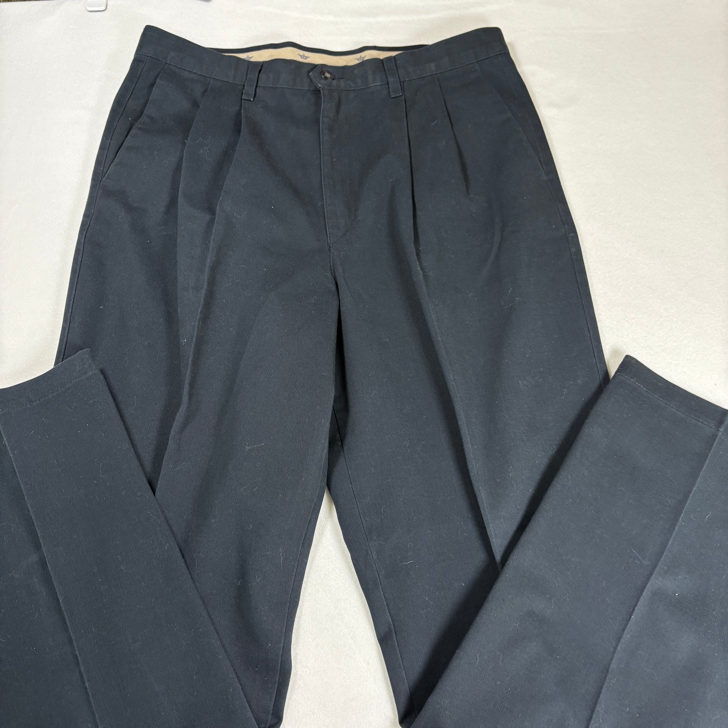 Dockers Mens Pants W36 L34 Black Pleated Twill Classic Fit Made USA Vintage