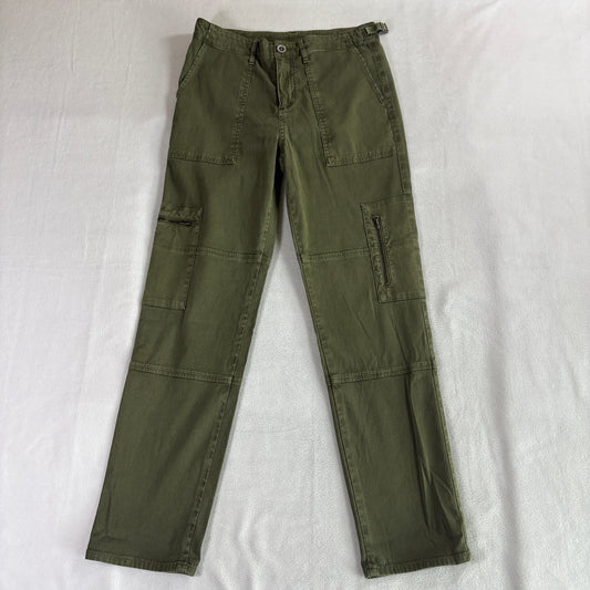 Cargo Utility Pants Workwear Military Olive Green Straight Leg Fits Like 28X27