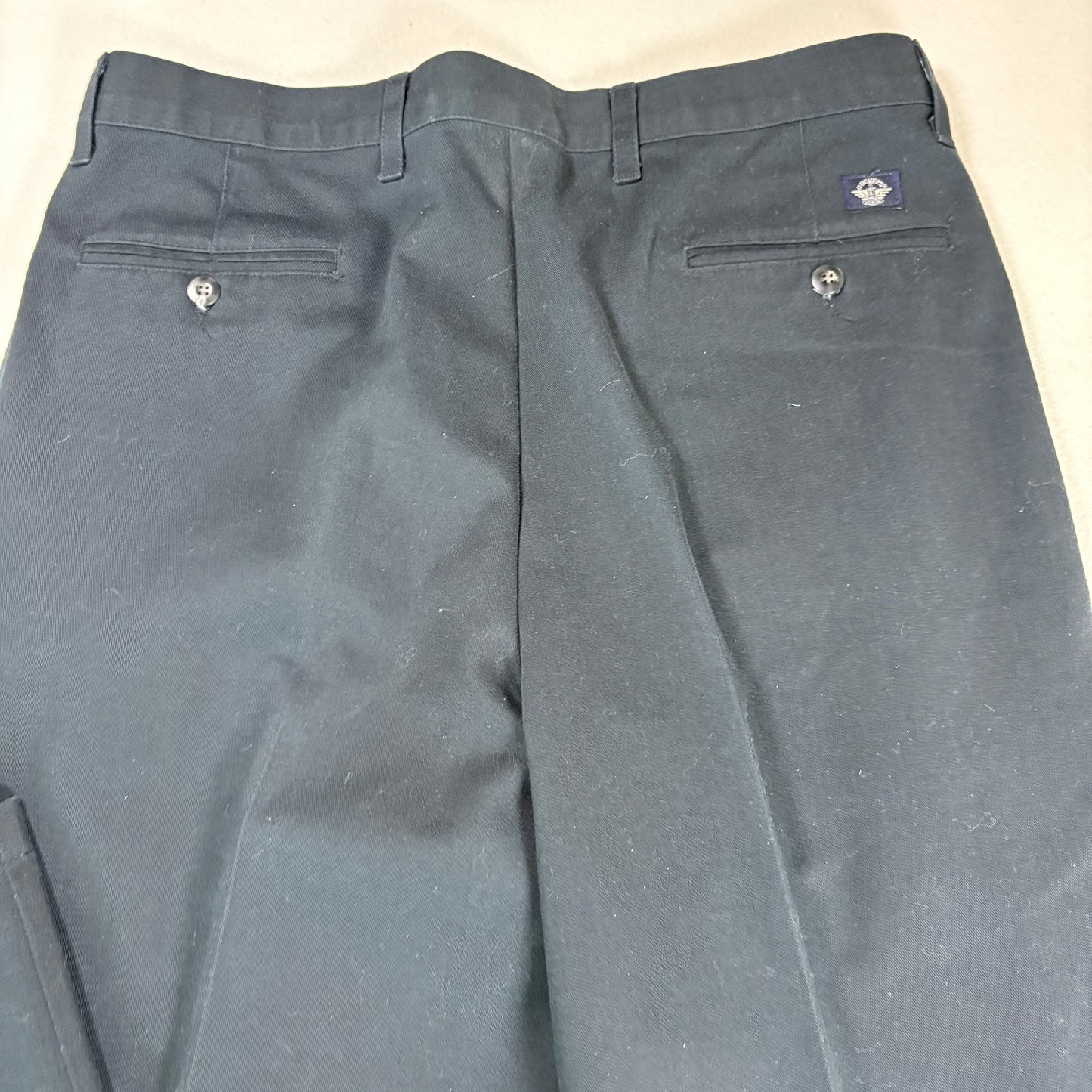 Dockers Mens Pants W36 L34 Black Pleated Twill Classic Fit Made USA Vintage