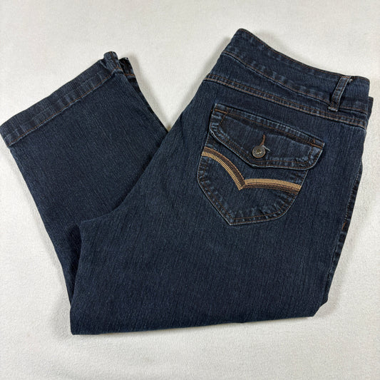 Bandolino Blu Womens Jeans Size 14 Dark Wash Cropped Denim Stretch Curvy Fit