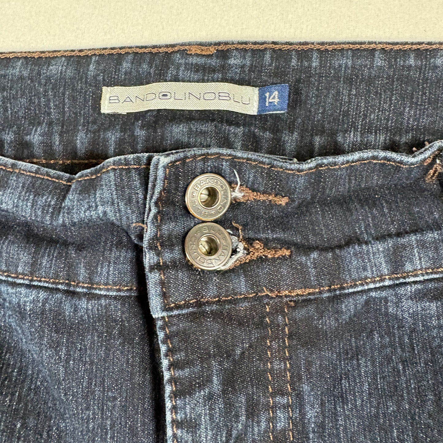 Bandolino Blu Womens Jeans Size 14 Dark Wash Cropped Denim Stretch Curvy Fit