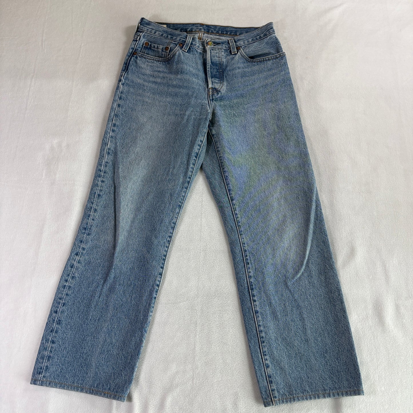 Levis 501 Jeans Straight Leg Button Fly W26 L32 Color Tab Fits Like 28X26 Blue