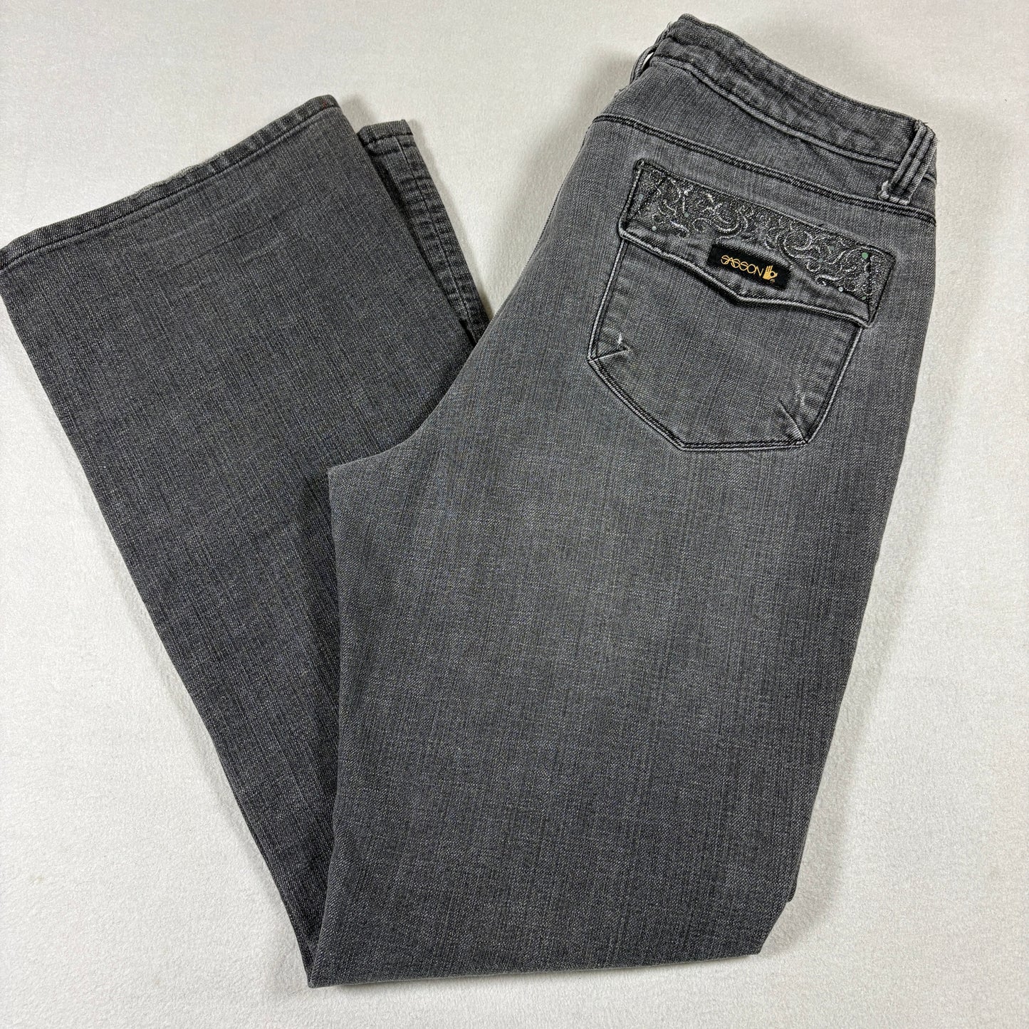 Vidal Sassoon Womens Grey Bootcut Jeans Size 12 Stretch Denim Y2K Grunge Fit