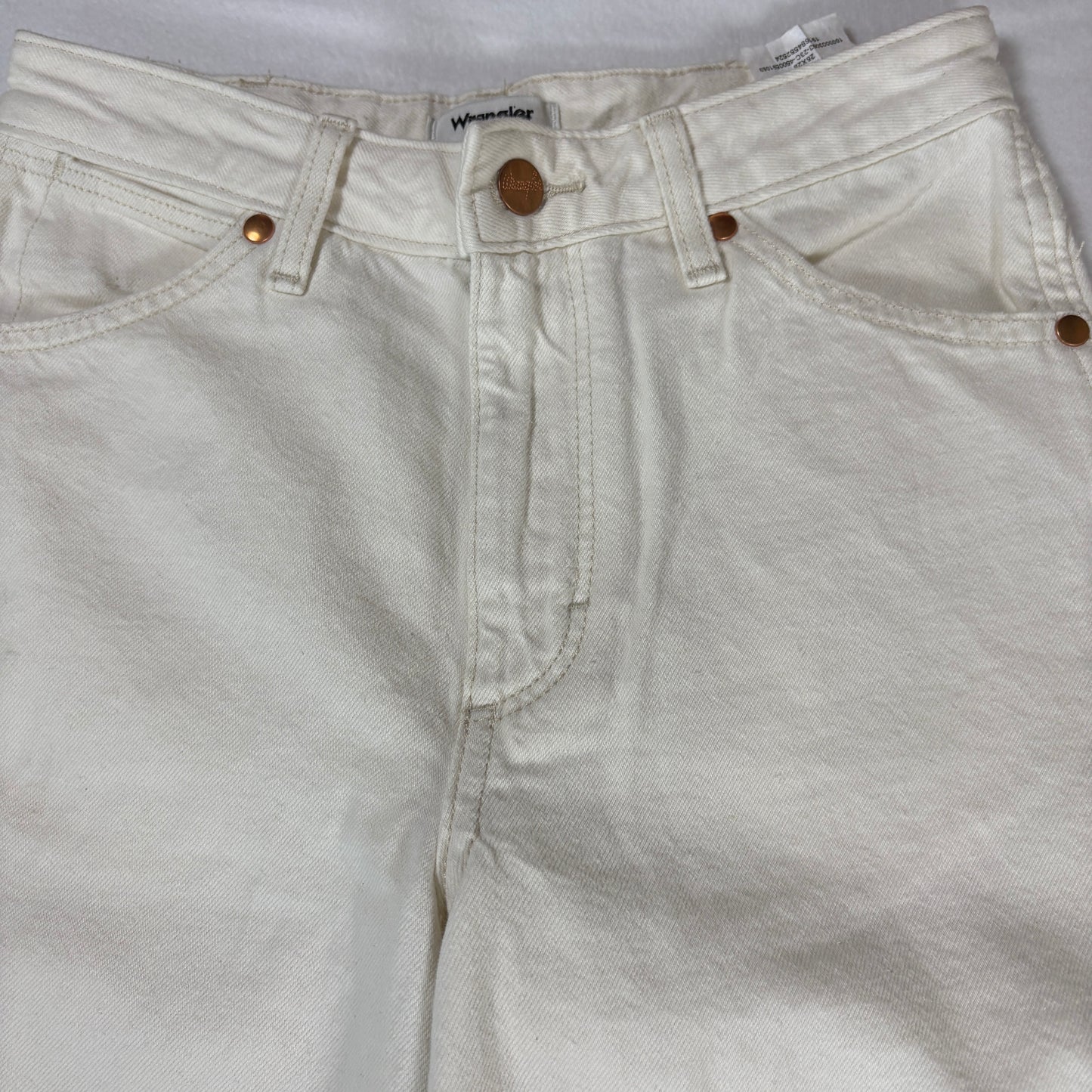 Wrangler Womens Jeans Sz 25 White High Rise Wide Leg Hemp Blend Y2K 90s Vintage