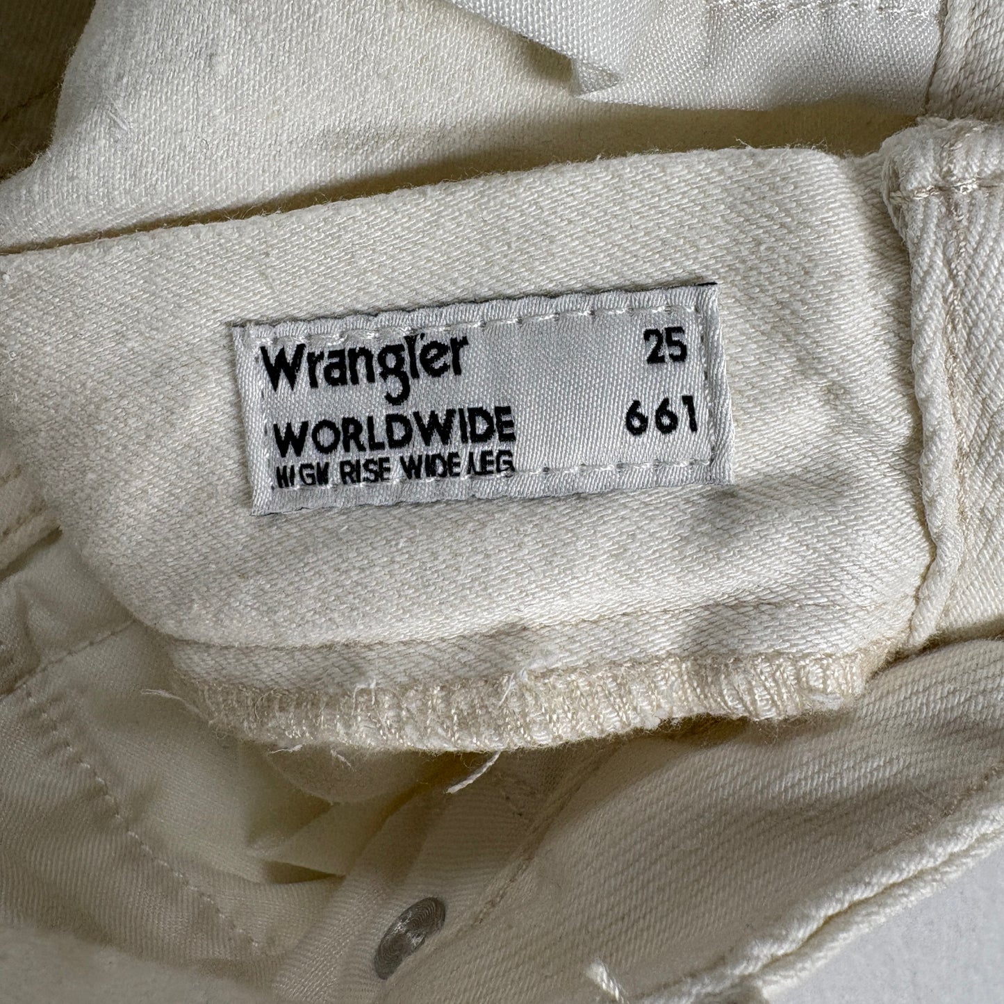 Wrangler Womens Jeans Sz 25 White High Rise Wide Leg Hemp Blend Y2K 90s Vintage