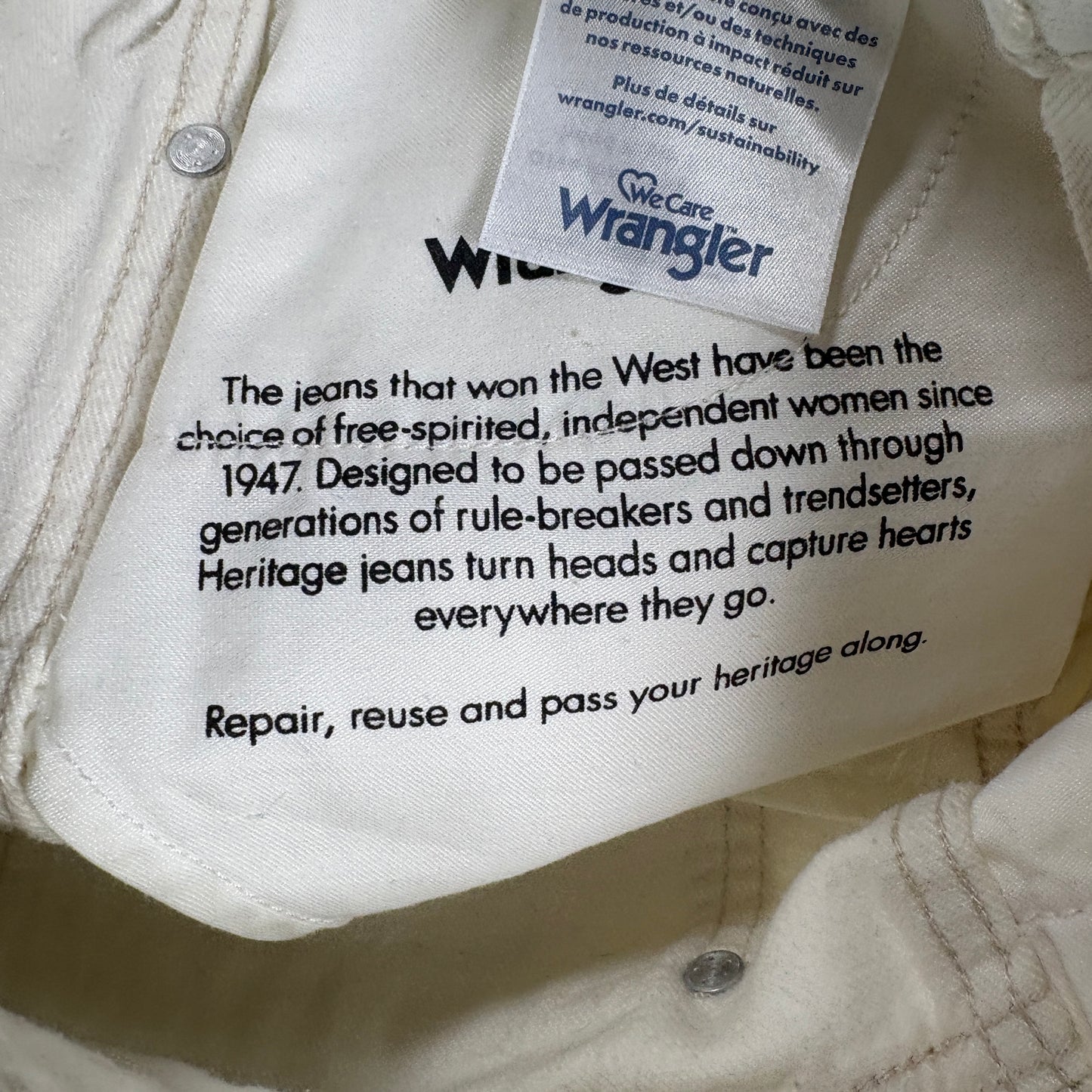 Wrangler Womens Jeans Sz 25 White High Rise Wide Leg Hemp Blend Y2K 90s Vintage