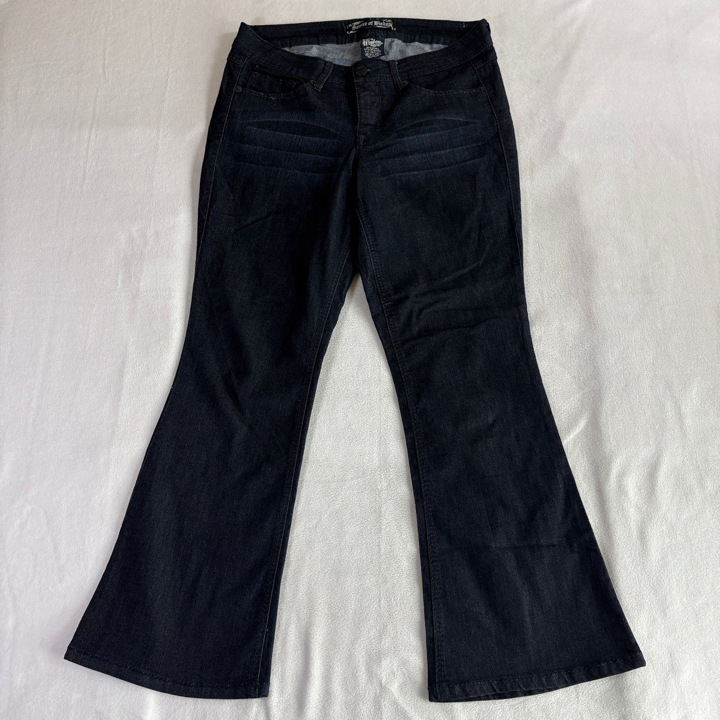 Flare Bootcut Jeans Y2K Streetwear Source Of Wisdom Tag 14 Fits Like 33X28