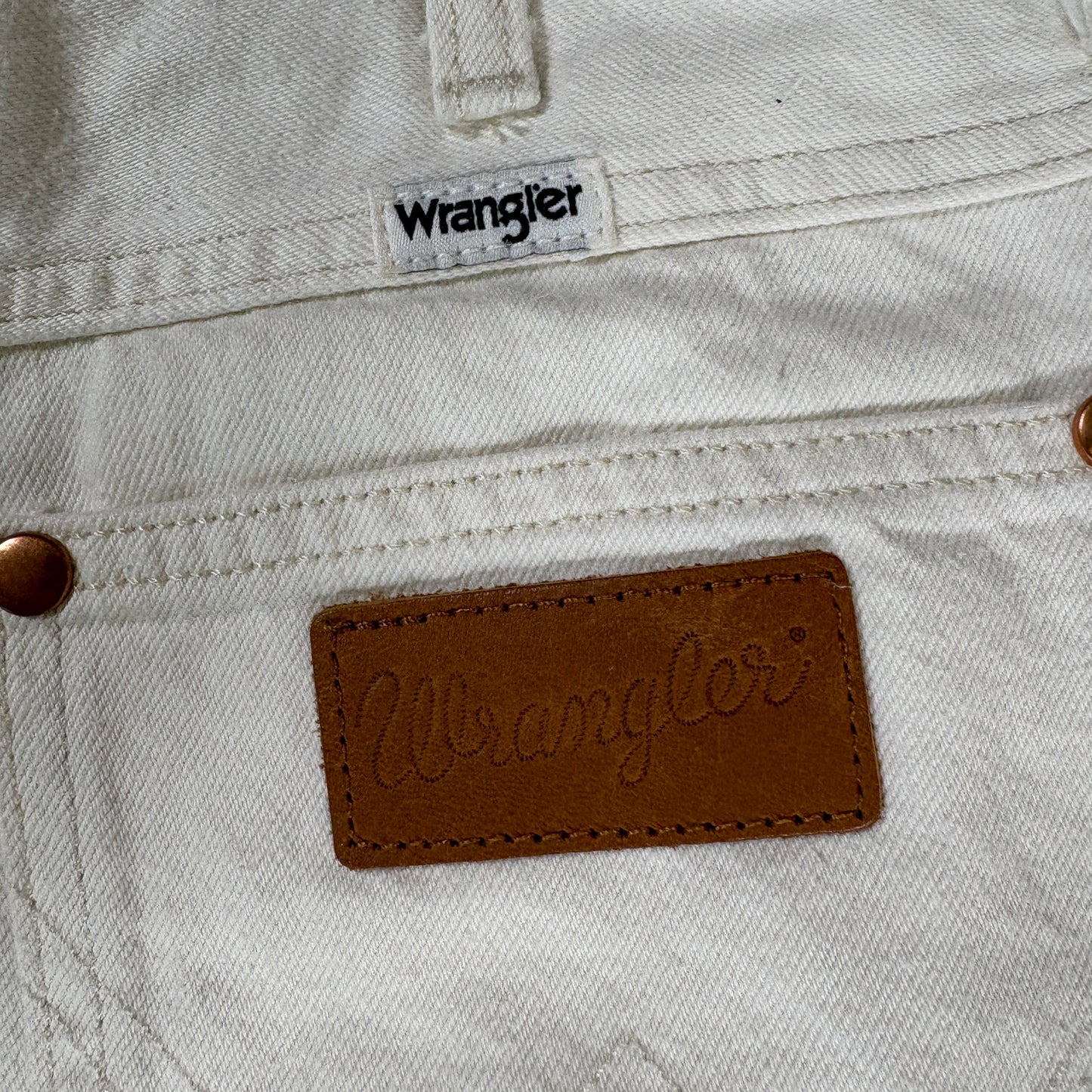 Wrangler Womens Jeans Sz 25 White High Rise Wide Leg Hemp Blend Y2K 90s Vintage
