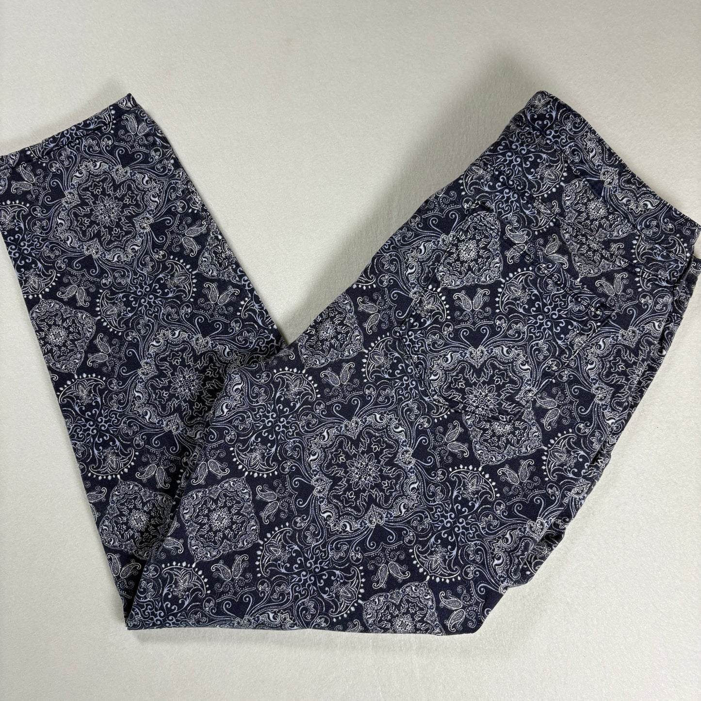 Charter Club Womens Jeans Sz 12 Blue Paisley Print Skinny Ankle Stretch Y2K Boho