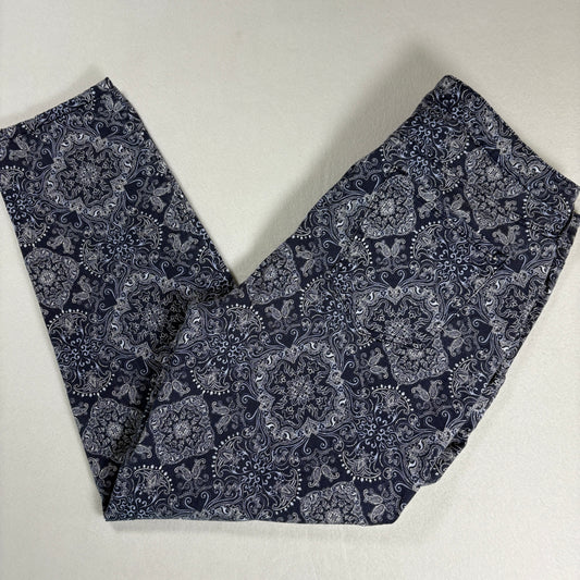 Charter Club Womens Jeans Sz 12 Blue Paisley Print Skinny Ankle Stretch Y2K Boho