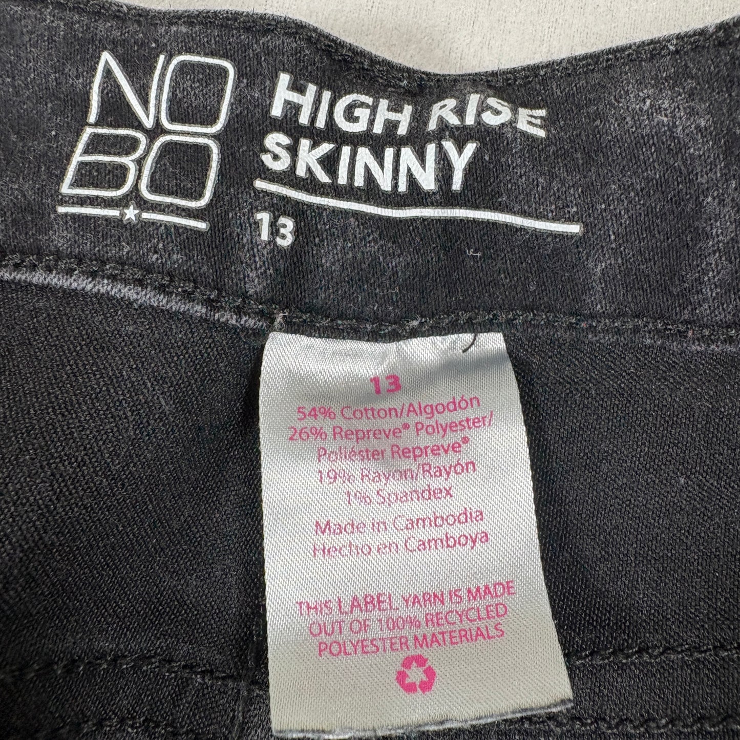 No Boundaries Womens Jeans Size 13 Black Denim High Rise Skinny Stretch Y2K