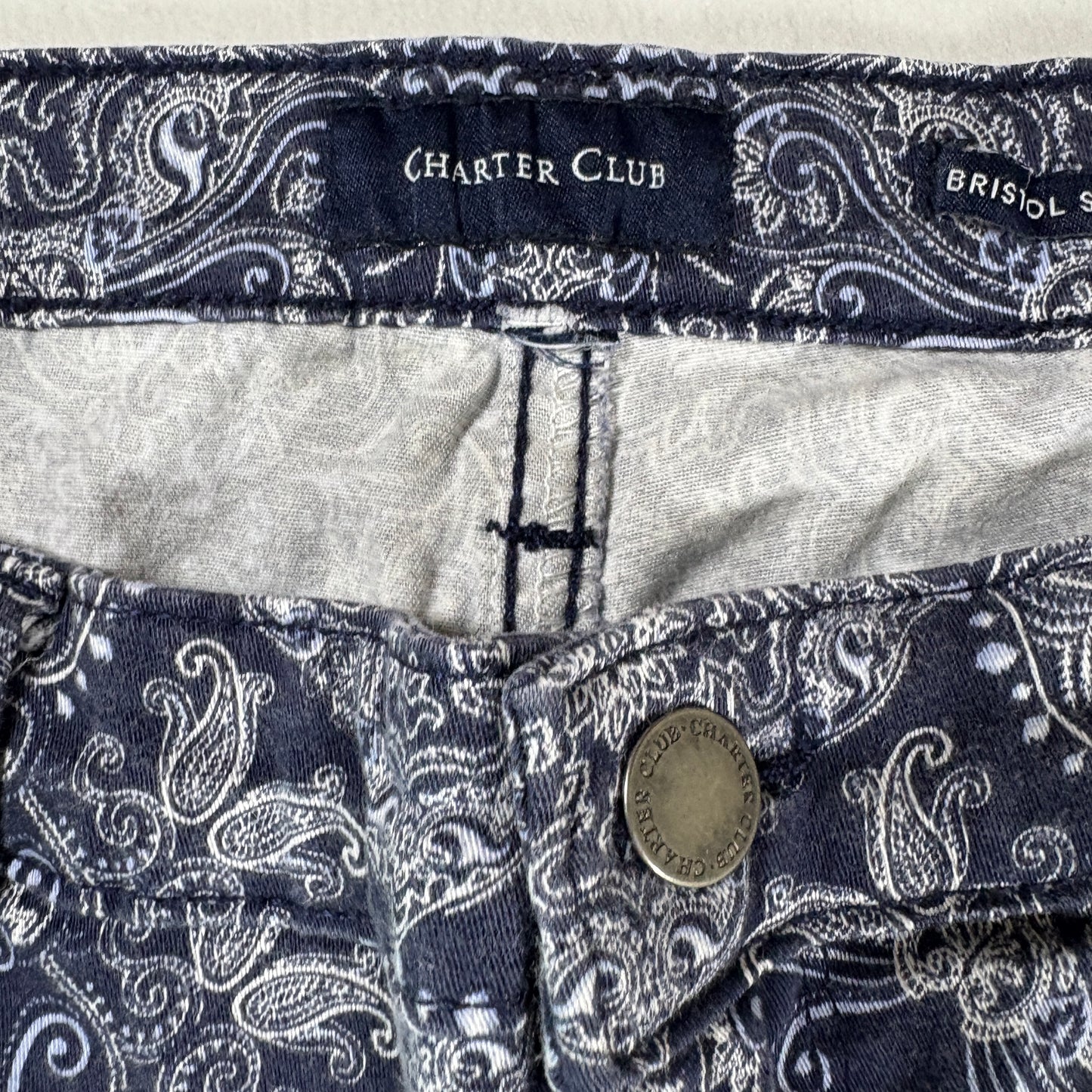 Charter Club Womens Jeans Sz 12 Blue Paisley Print Skinny Ankle Stretch Y2K Boho