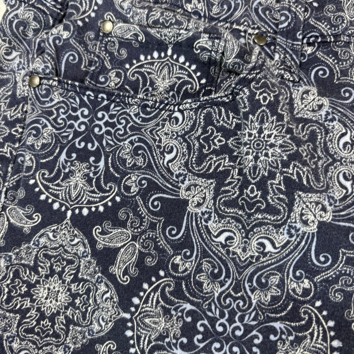 Charter Club Womens Jeans Sz 12 Blue Paisley Print Skinny Ankle Stretch Y2K Boho