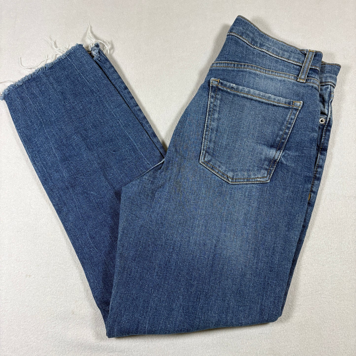 Old Navy Womens Jeans Size 6 Blue Distressed Denim Sky Hi Straight Y2K Grunge