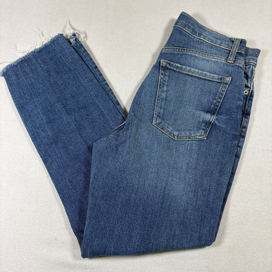 Old Navy Womens Jeans Size 6 Blue Distressed Denim Sky Hi Straight Y2K Grunge
