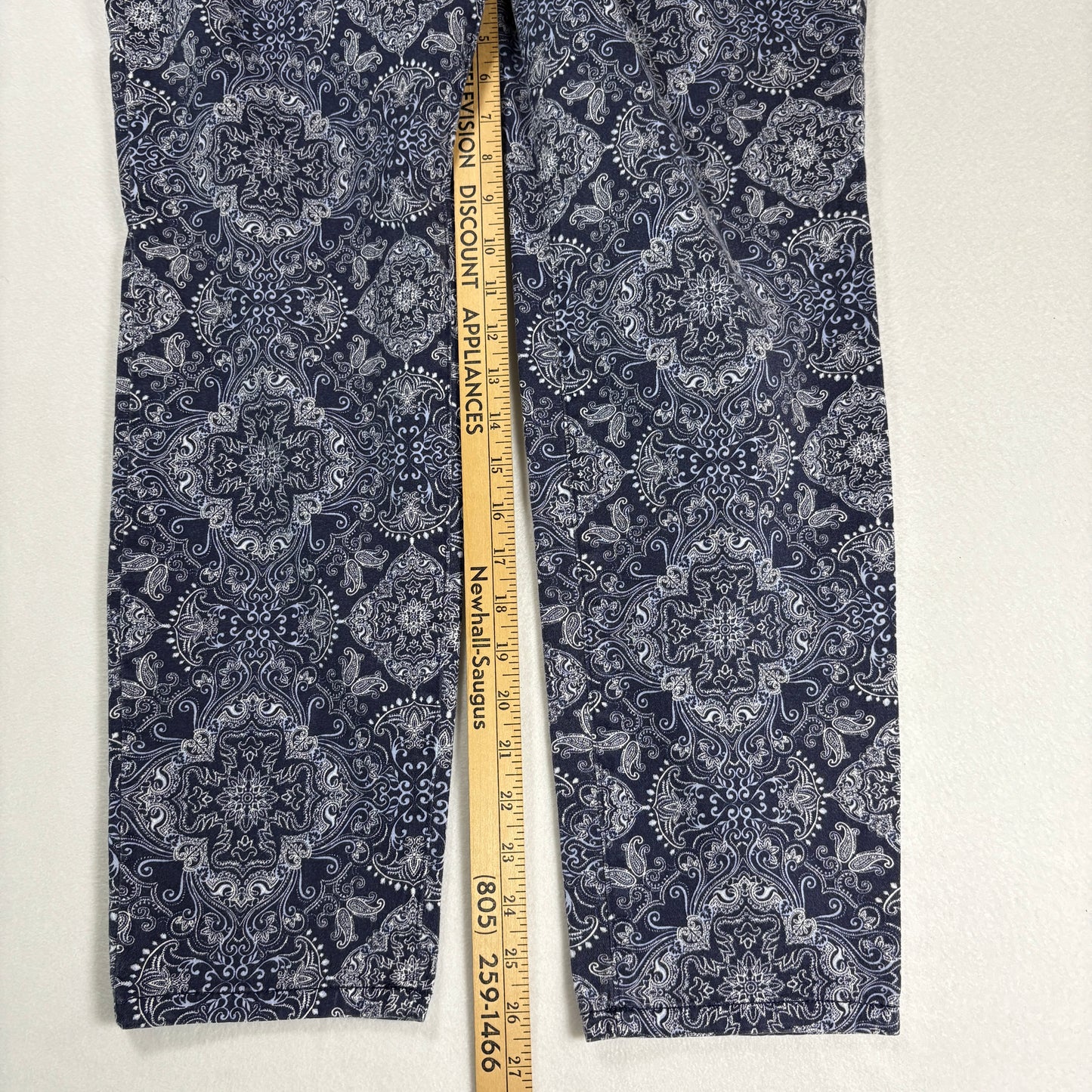 Charter Club Womens Jeans Sz 12 Blue Paisley Print Skinny Ankle Stretch Y2K Boho