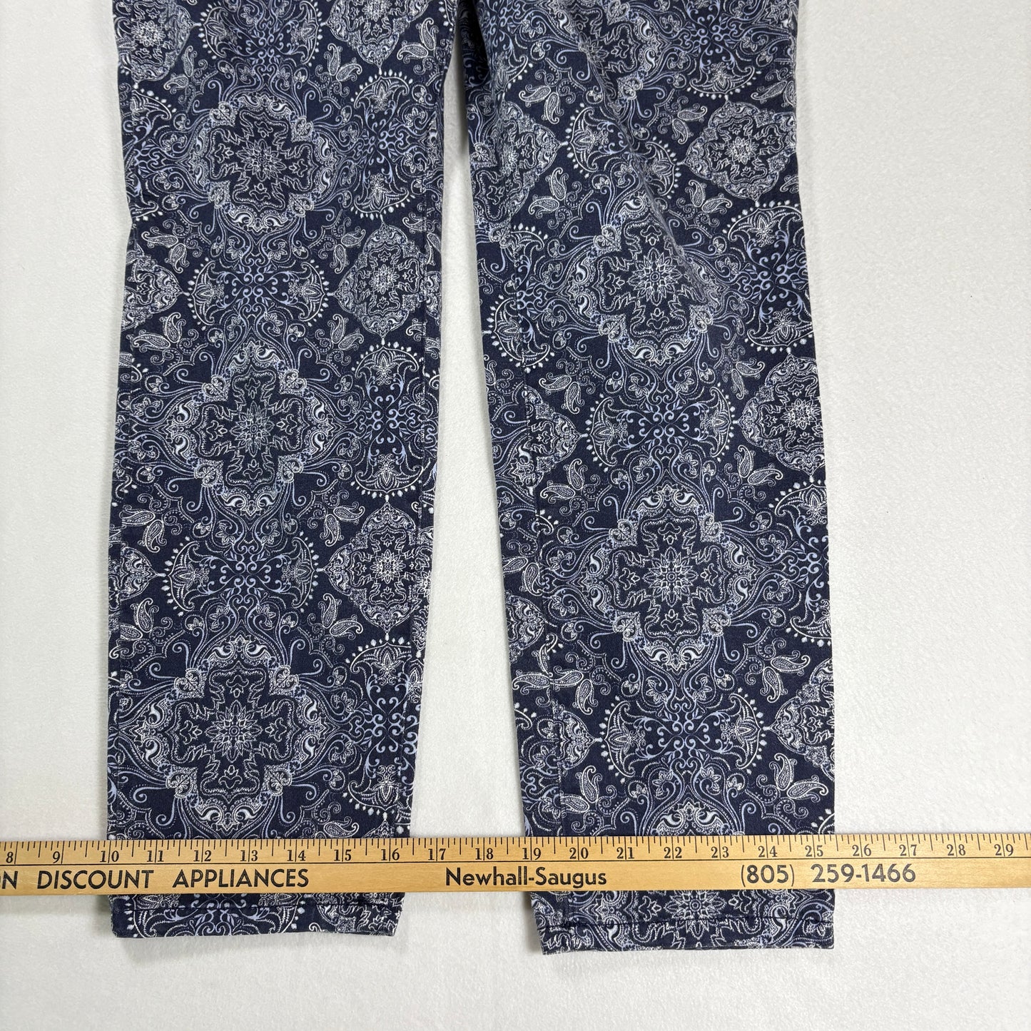 Charter Club Womens Jeans Sz 12 Blue Paisley Print Skinny Ankle Stretch Y2K Boho