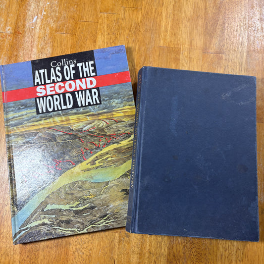 WWII Atlas Collins + World Military History Atlas Maps Battles War Reference Lot