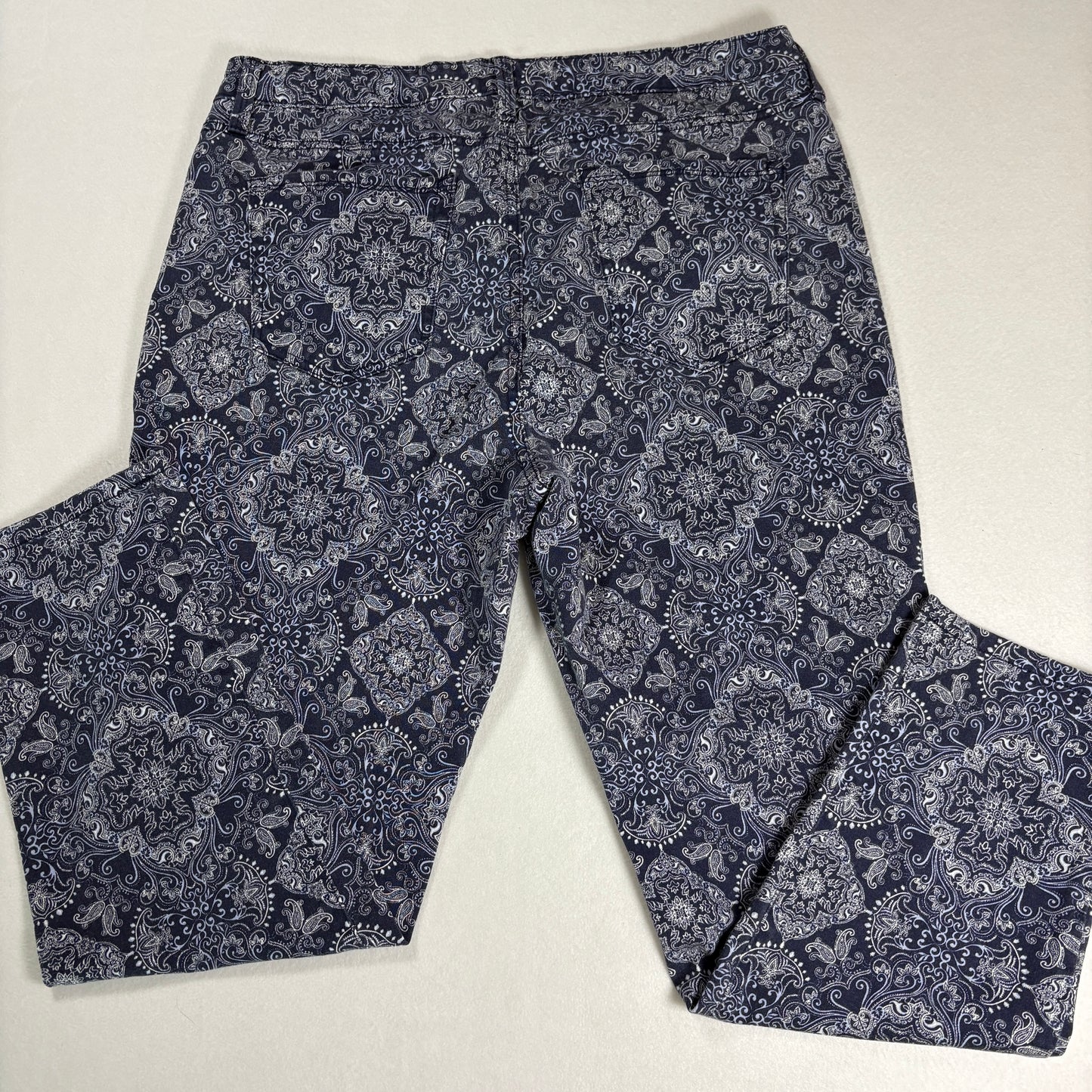 Charter Club Womens Jeans Sz 12 Blue Paisley Print Skinny Ankle Stretch Y2K Boho