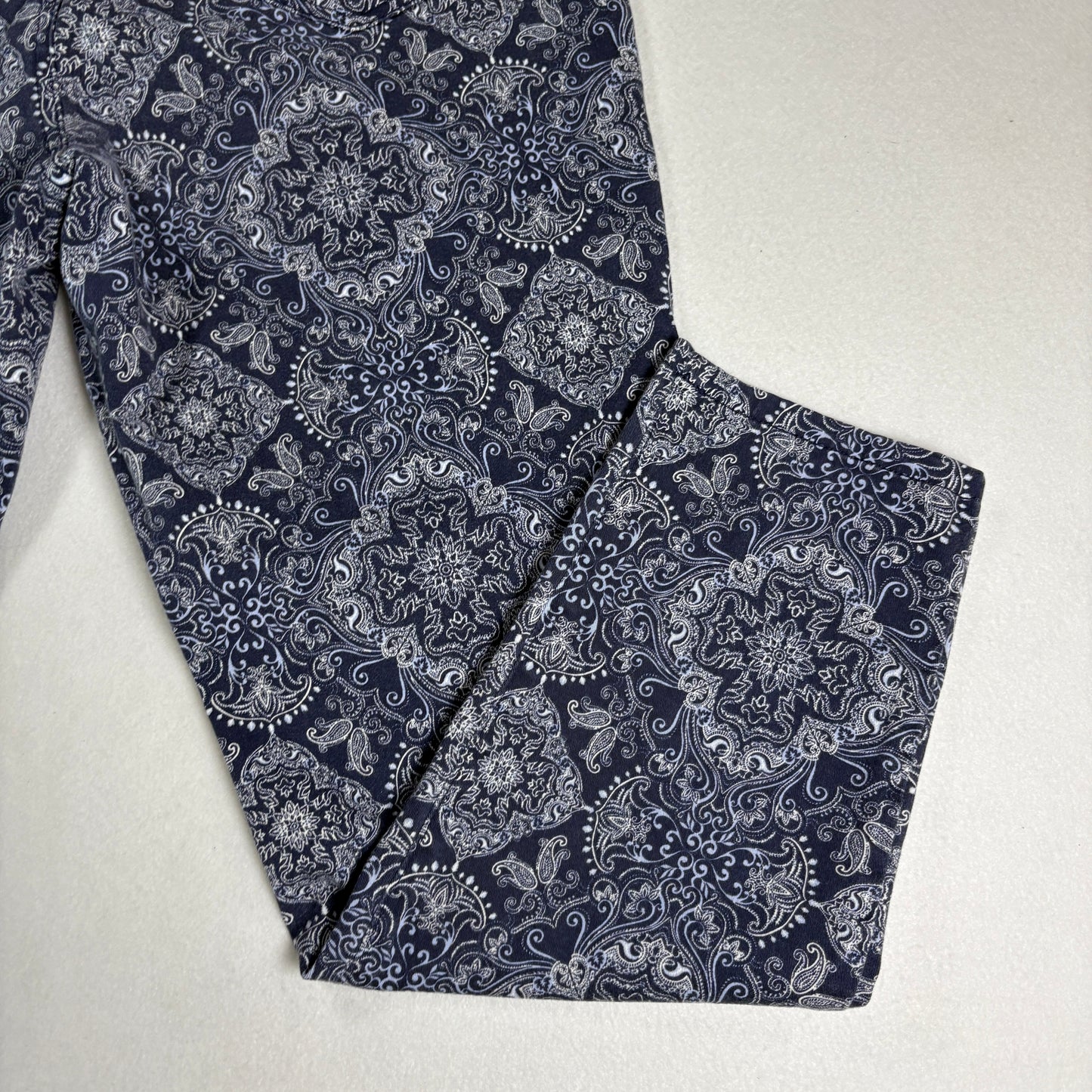 Charter Club Womens Jeans Sz 12 Blue Paisley Print Skinny Ankle Stretch Y2K Boho