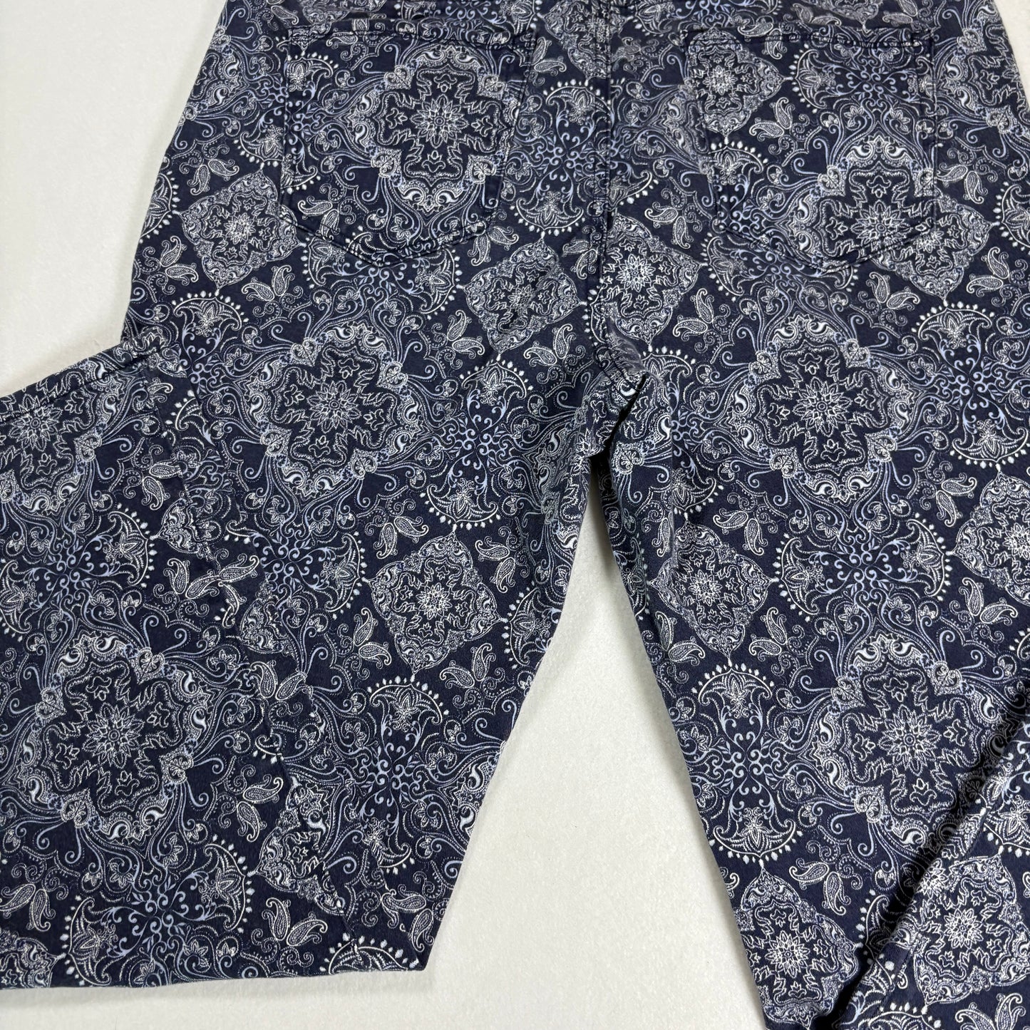 Charter Club Womens Jeans Sz 12 Blue Paisley Print Skinny Ankle Stretch Y2K Boho