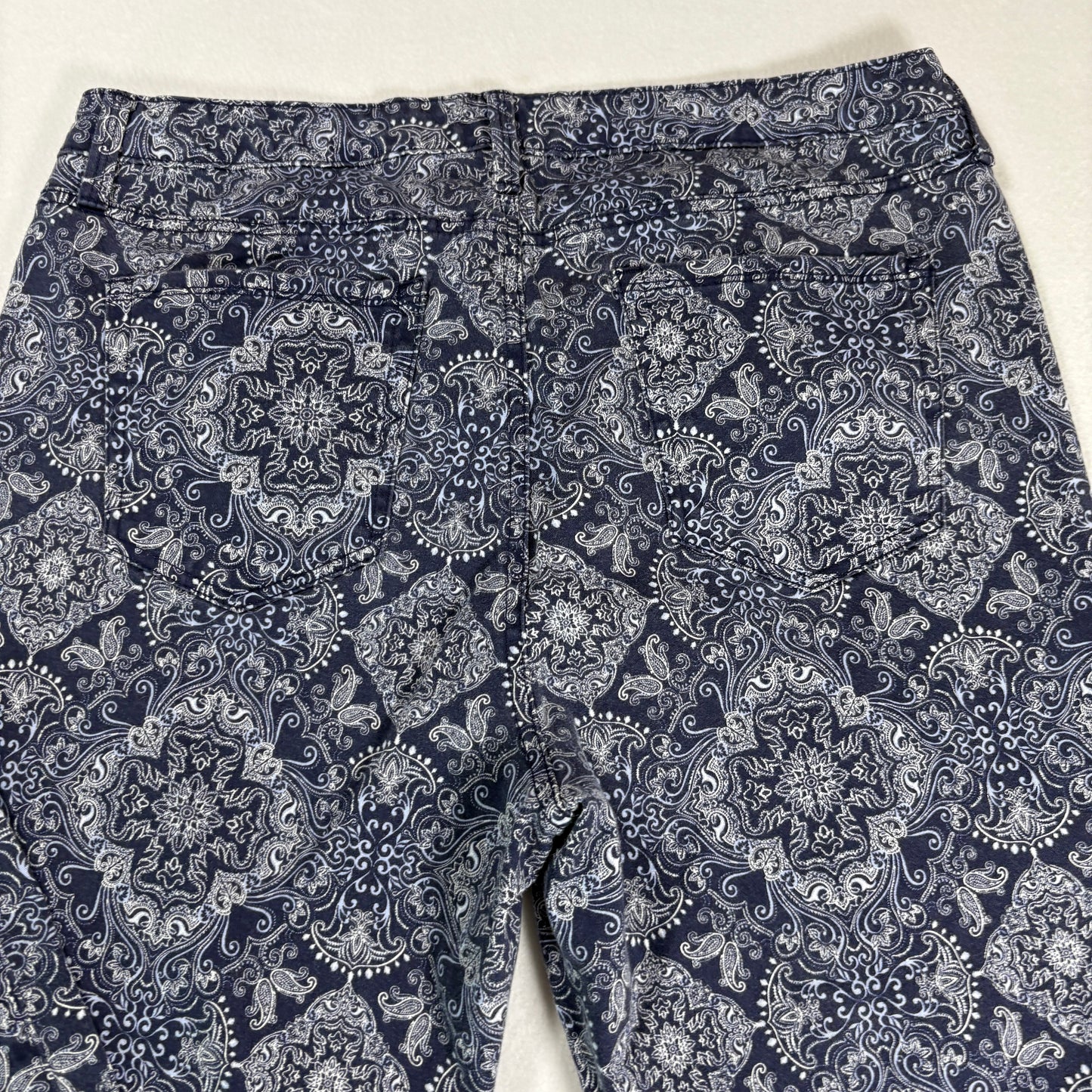 Charter Club Womens Jeans Sz 12 Blue Paisley Print Skinny Ankle Stretch Y2K Boho