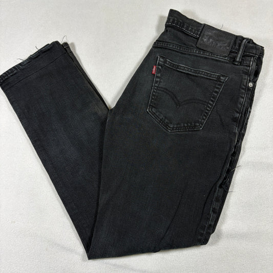 Levis Mens Black 511 Slim Fit Distressed Jeans W31 L32 Y2K Grunge Denim Vintage