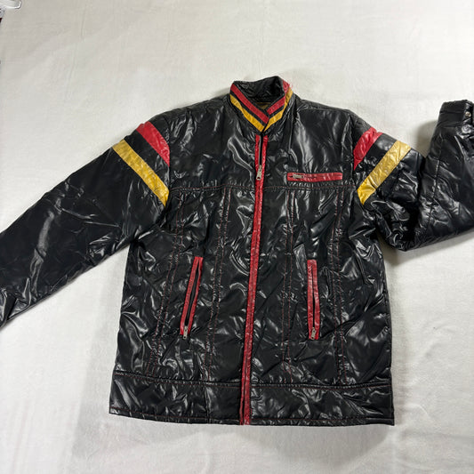 Vintage Campari Adam Puffer Jacket Black Red Yellow Racing Moto Ski Coat