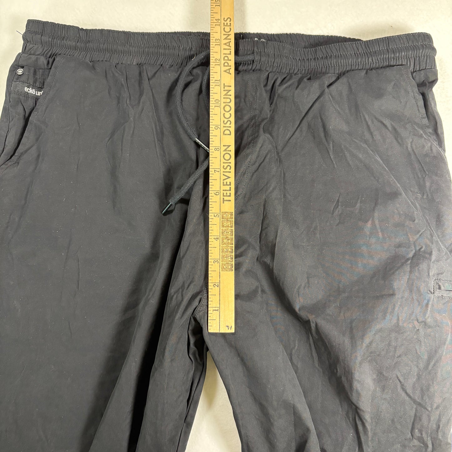 Ecko Unltd Mens Pants Sz 38 Black Nylon Joggers Streetwear Y2K 90s Hip Hop VTG